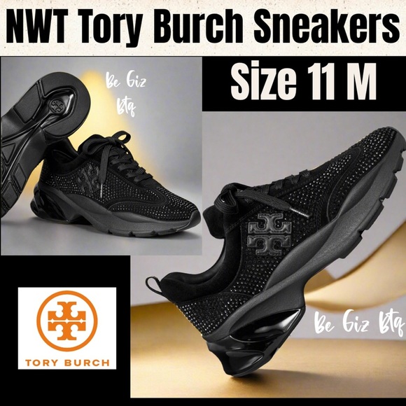 Tory Burch Shoes - Tory Burch Good Luck Double T Logo Sneakers Perfect Black / Perfect Black 11M